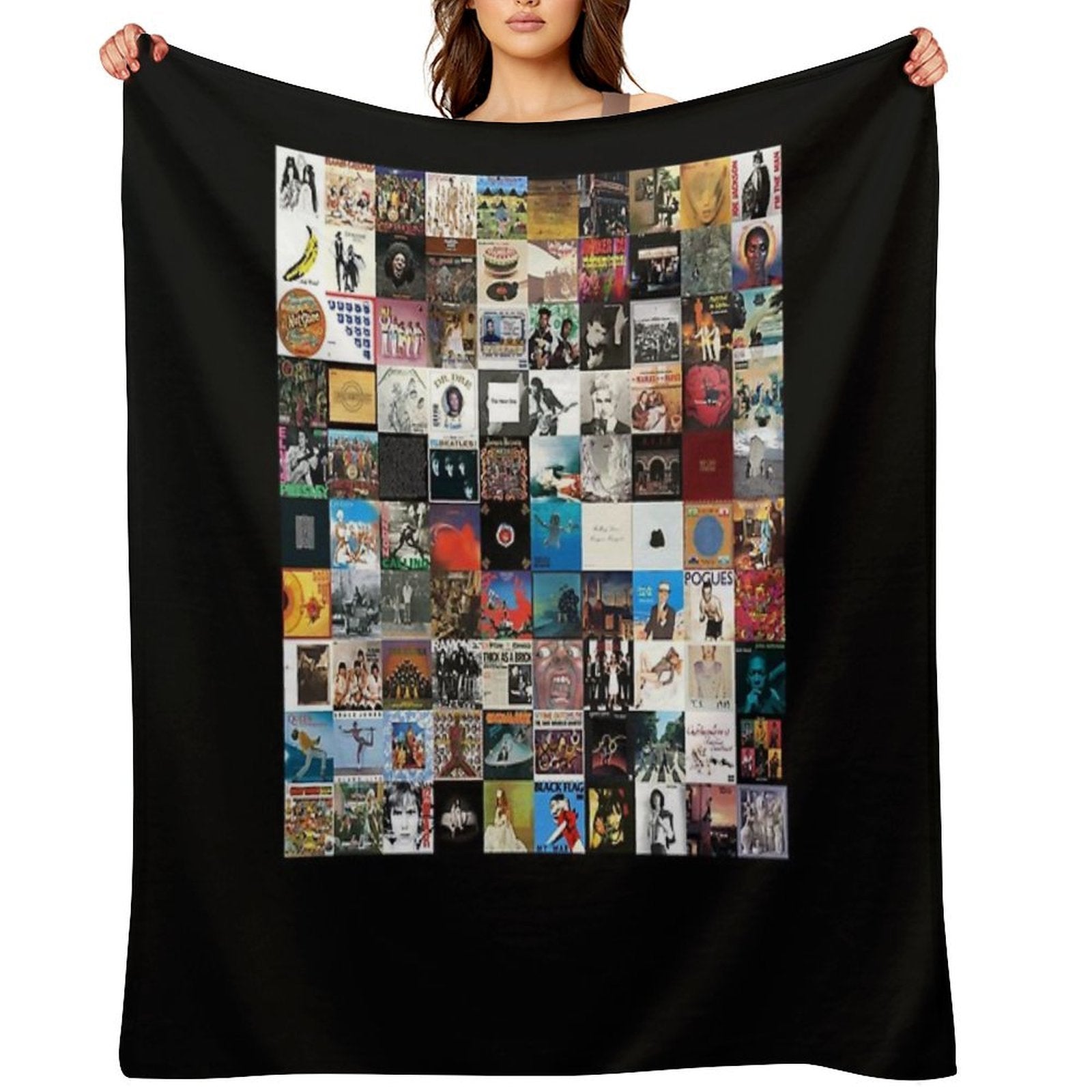 Greatest Album Collage Classic Sustainable Throw Blanket