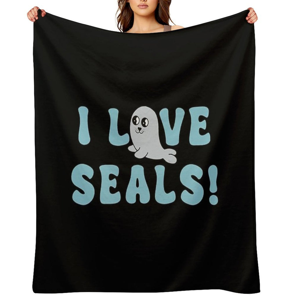 I Love Seals Sticker Artwork Velvety-soft Throw Blanket