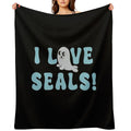 I Love Seals Sticker Artwork Velvety-soft Throw Blanket