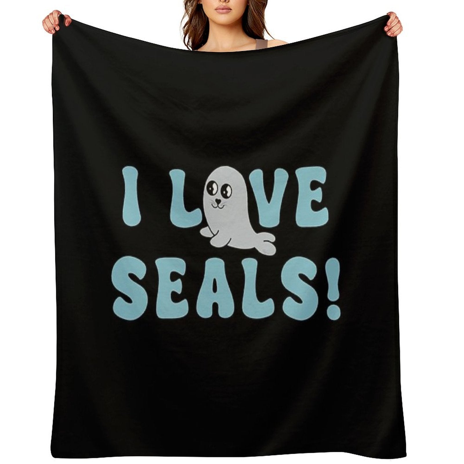I Love Seals Sticker Artwork Velvety-soft Throw Blanket