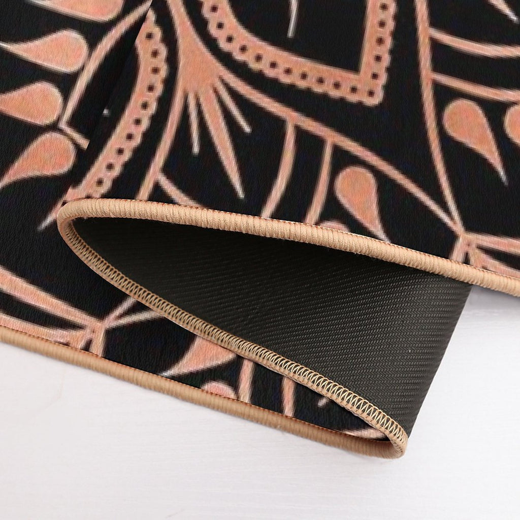 Rose Gold Mandala Pattern - Black  Rapid-Drying Bath Mat