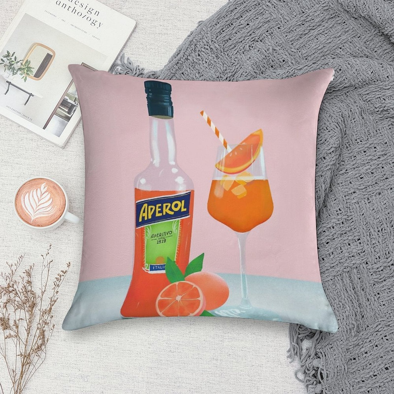 Aperol Spritz Soft Fade-Resistant Throw Pillow