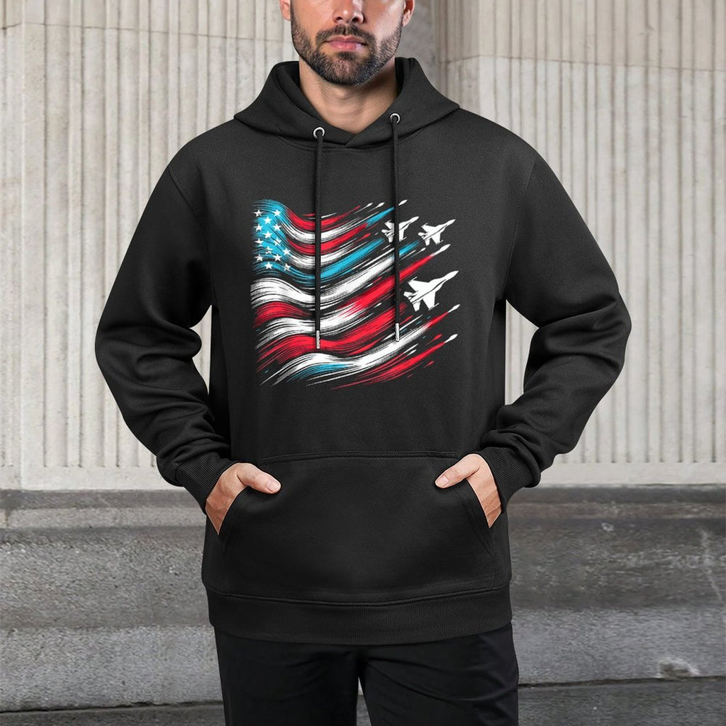 4th of July Jet American Patriotic USA for Men Boys All-Day Comfort Hoodie