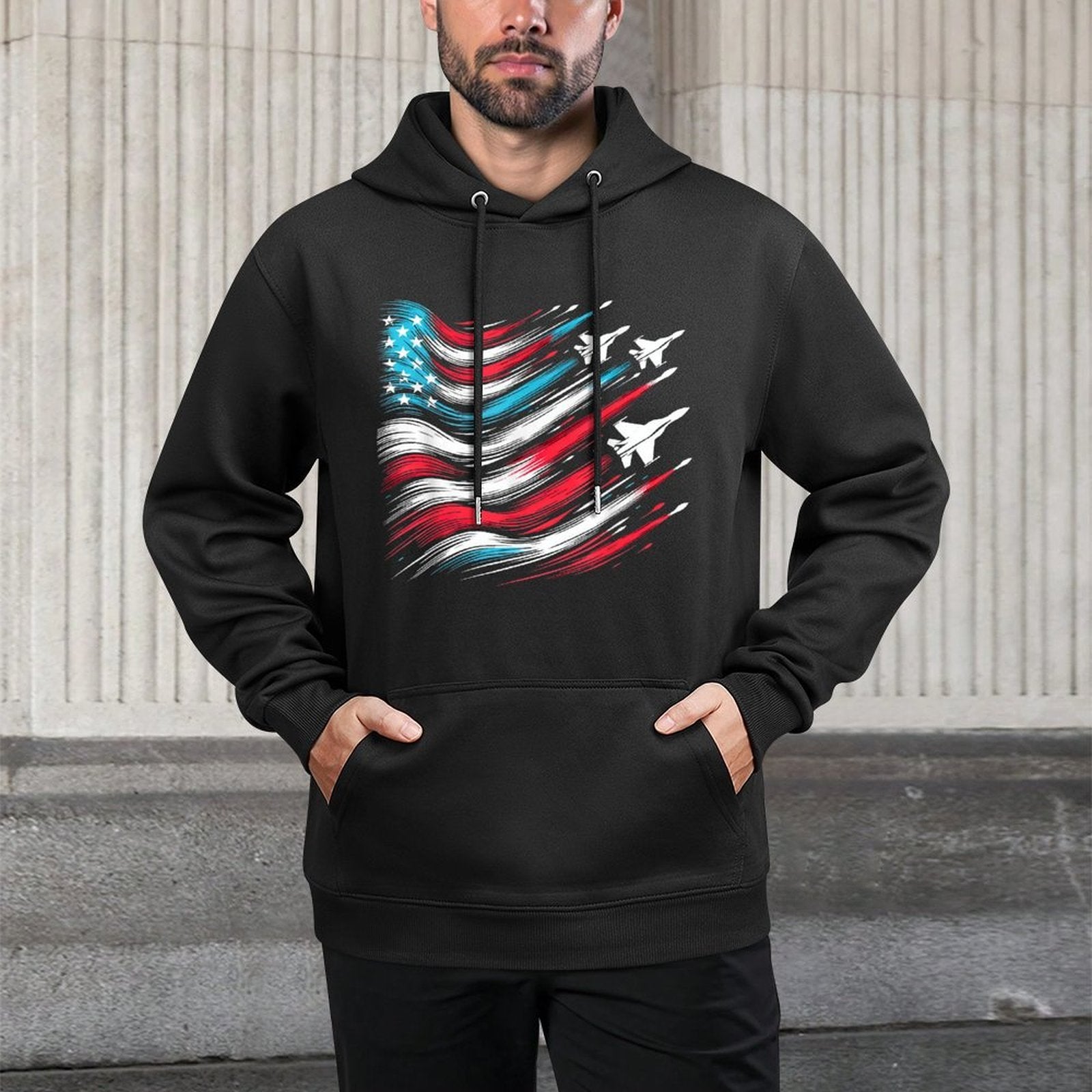 4th of July Jet American Patriotic USA for Men Boys All-Day Comfort Hoodie