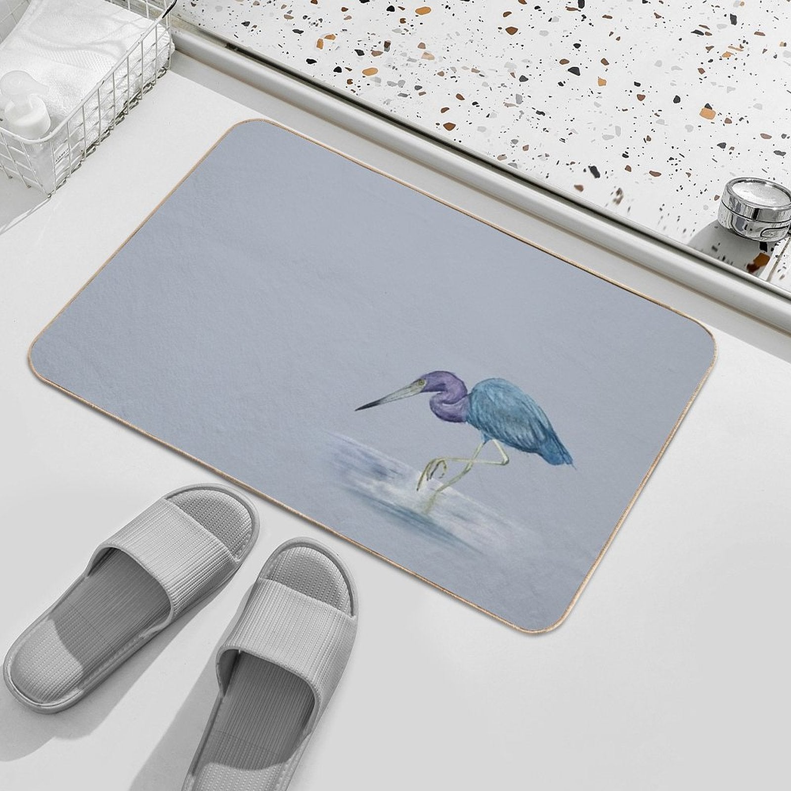 Little Blue Egret  Long-Lasting Bath Mat