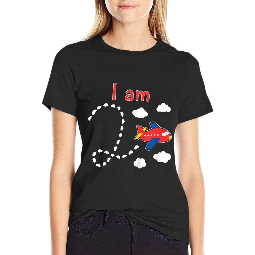 Kids Cute Airplane I Am (2 Year Old) 2 Years Birthday  Trendy Pattern T-Shirt