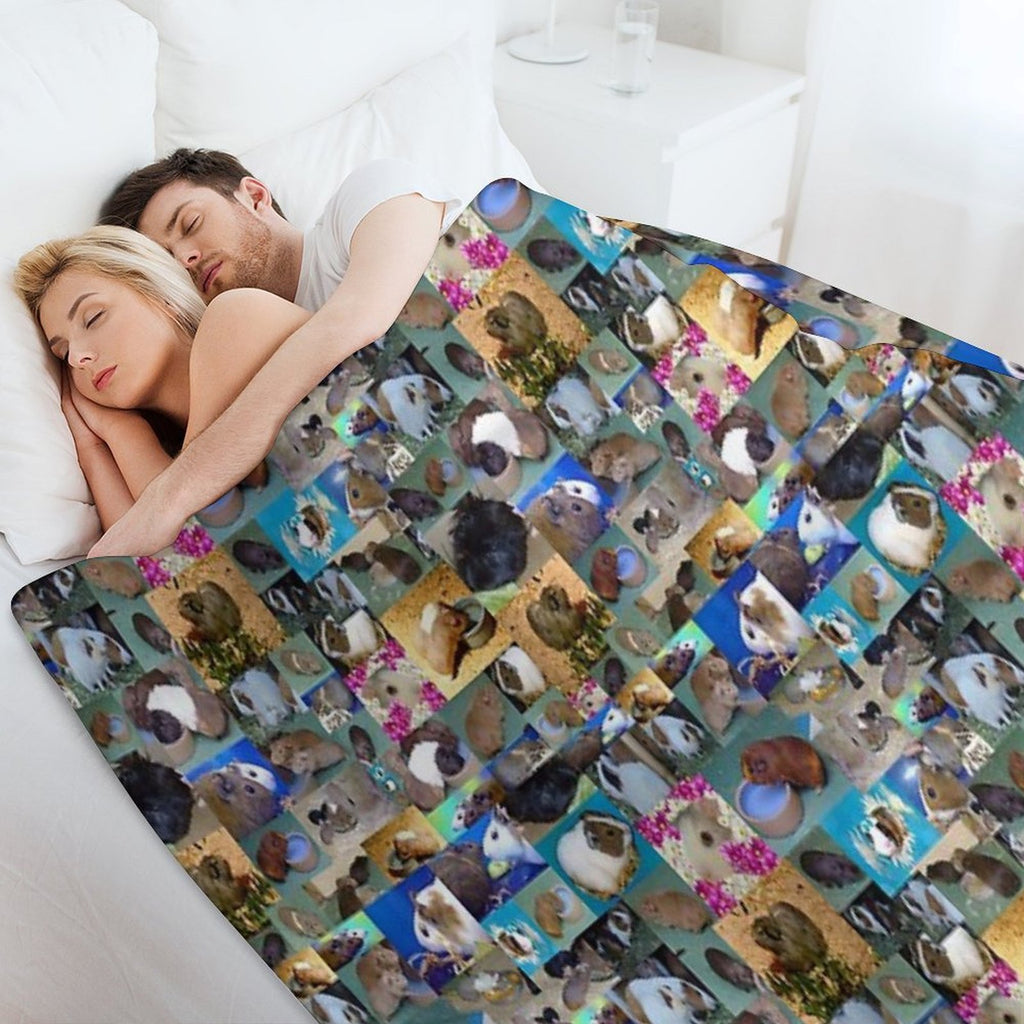 Happy Guinea Pigs Photo Collage Travel-friendly Throw Blanket