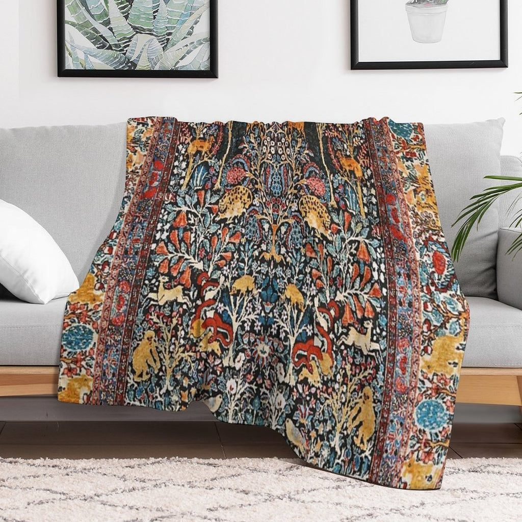 Antique Persian Carpet Print Premium Throw Blanket
