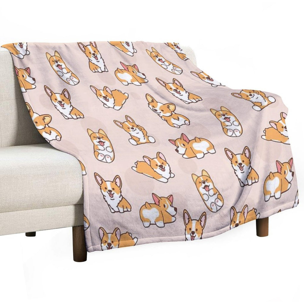 Corgi Puppy Fun Quick-dry Throw Blanket