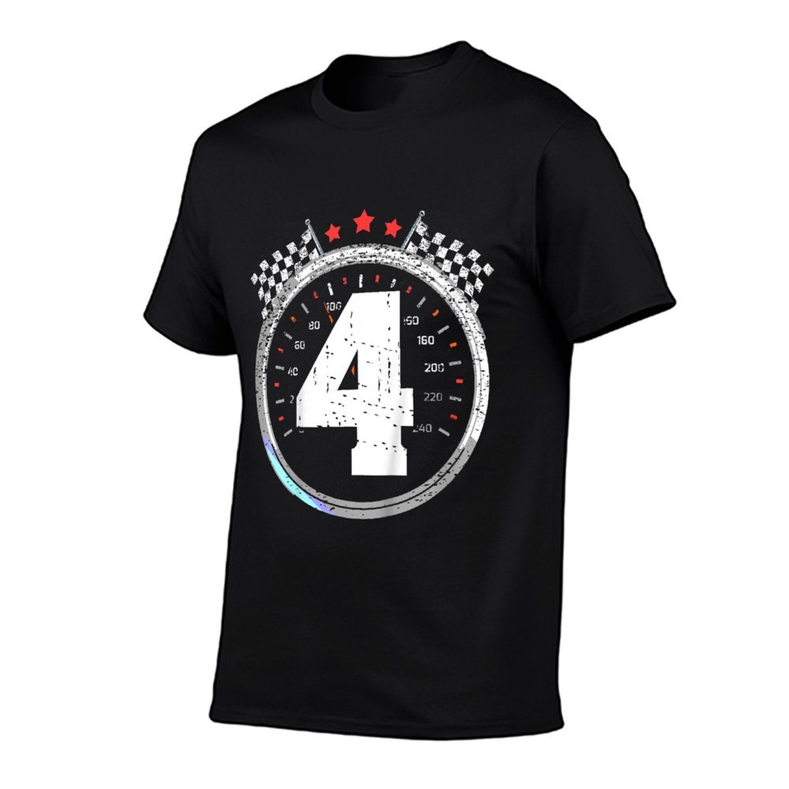 Kids 4th Birthday Boy 4 Fourth Race Car Birthday Racing Car  High-quality Stitching T-Shirt
