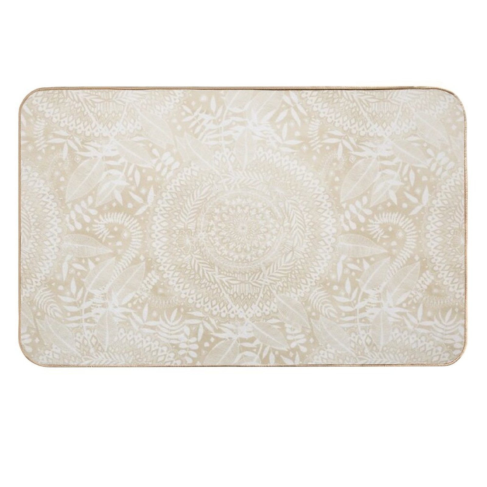 Medallion Pattern in Pale Tan  Stain-Proof Bath Mat
