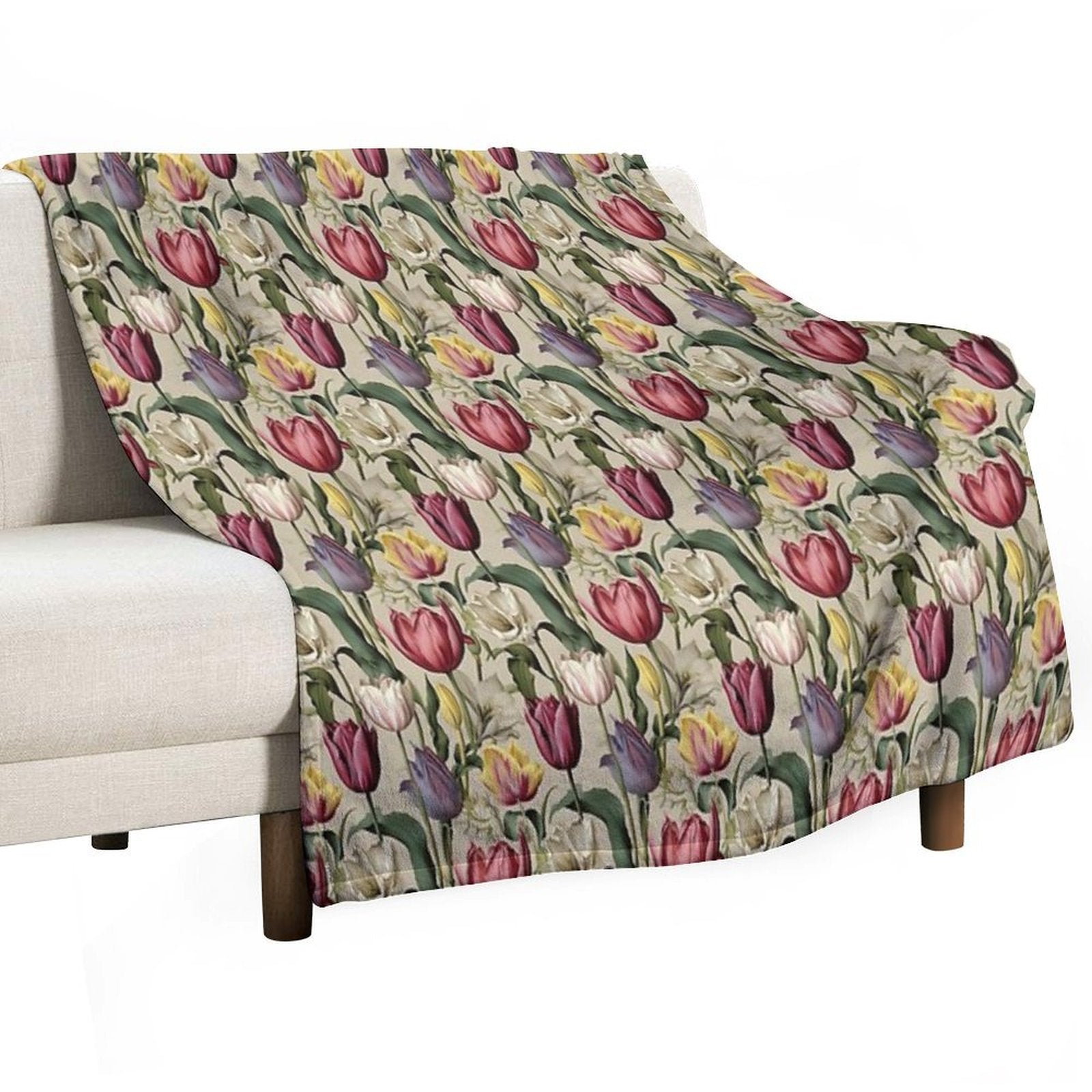 Tulip Tile 13 Goblet of Springtime Sunshine in A Blooming Rainbow of Spiraling Blooms Sustainable Throw Blanket