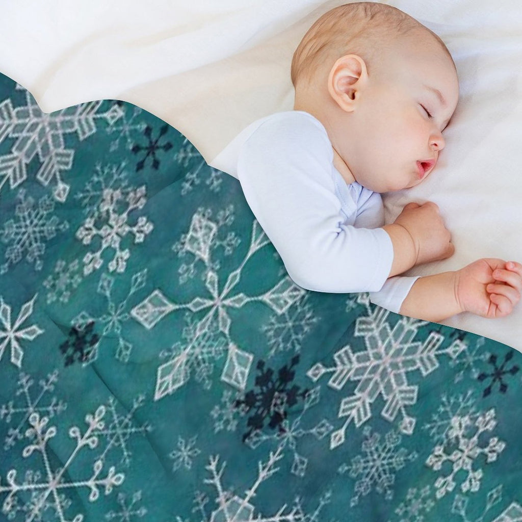 Snowflake Crystals in Teal Comfort Throw Blanket
