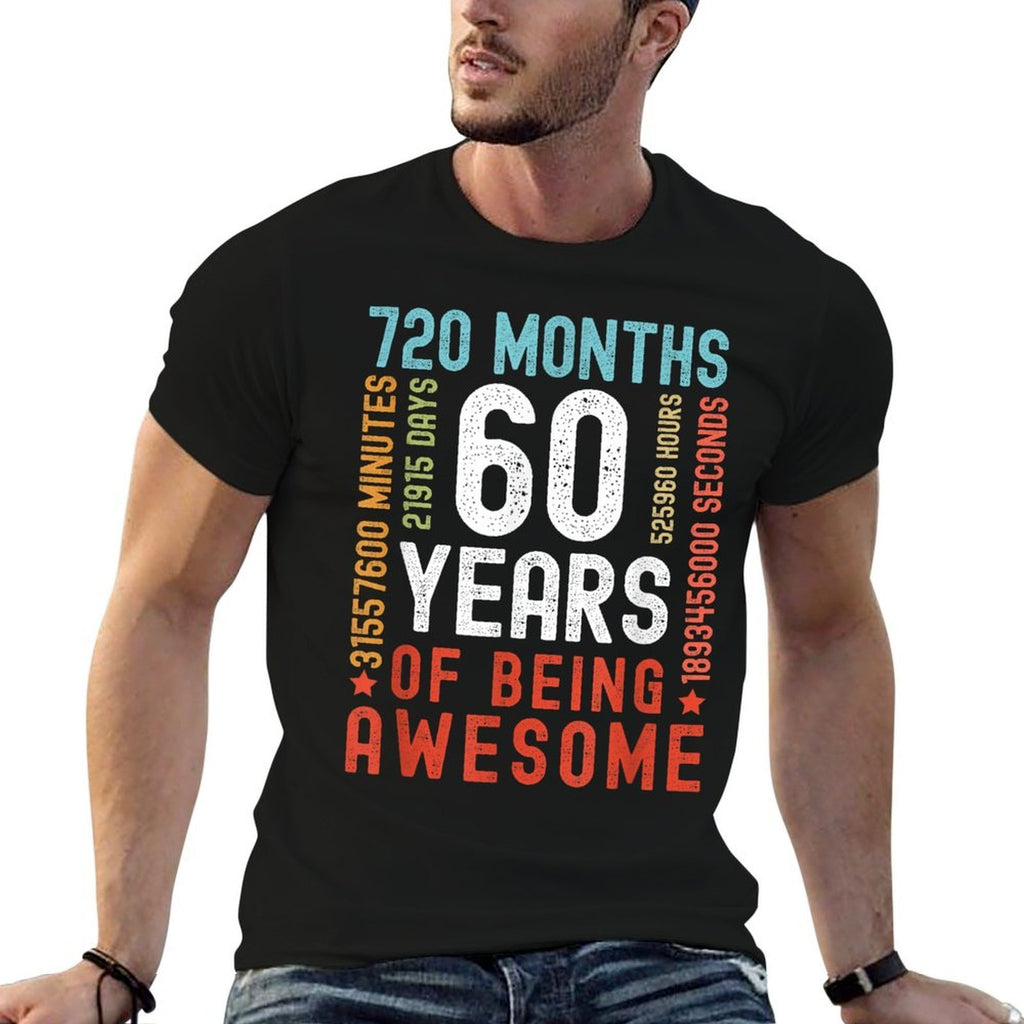 60 Years 720 Months Of Being Awesome Funny 60th Birthday  Moisture-wicking T-Shirt