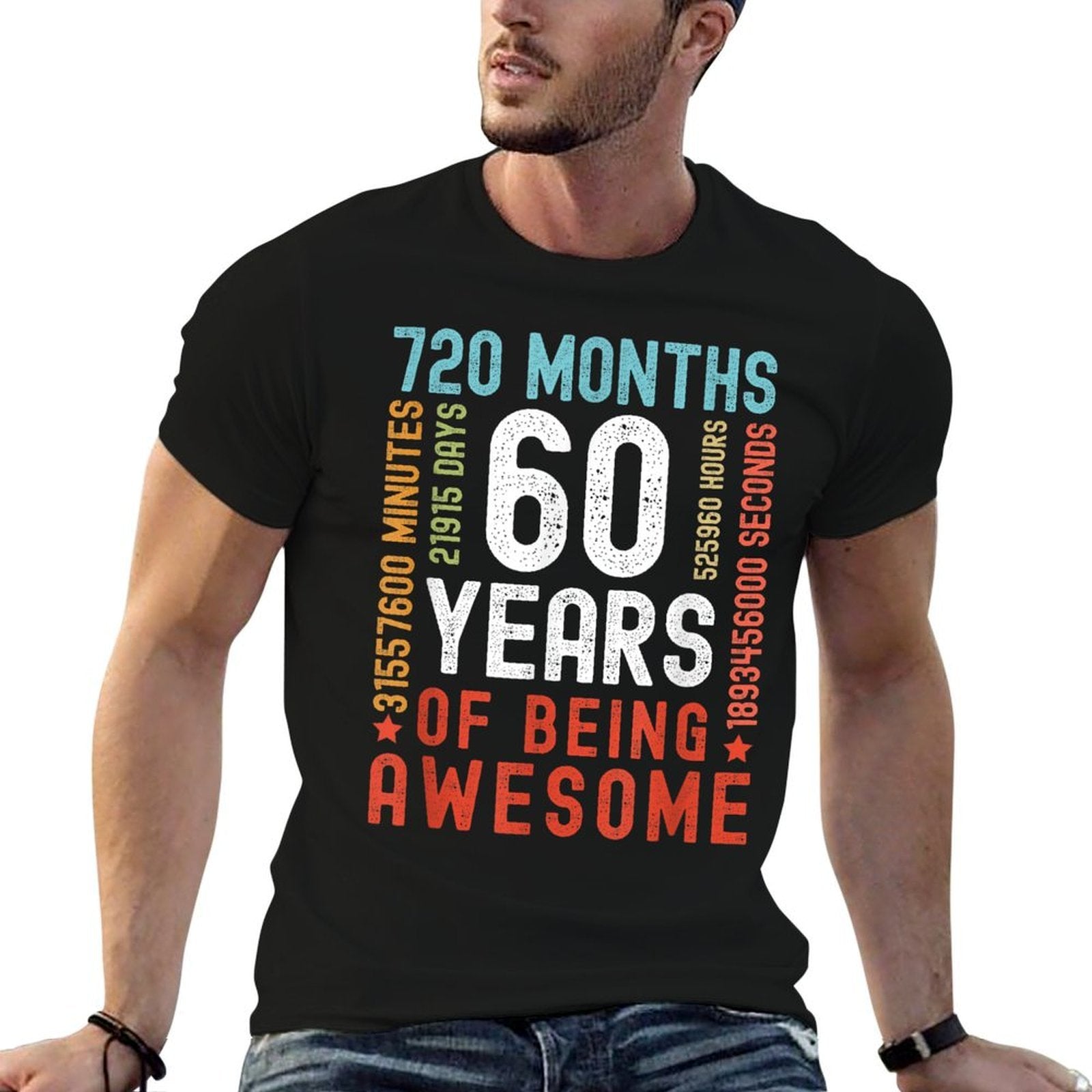 60 Years 720 Months Of Being Awesome Funny 60th Birthday  Moisture-wicking T-Shirt