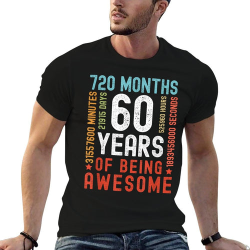 60 Years 720 Months Of Being Awesome Funny 60th Birthday  Moisture-wicking T-Shirt
