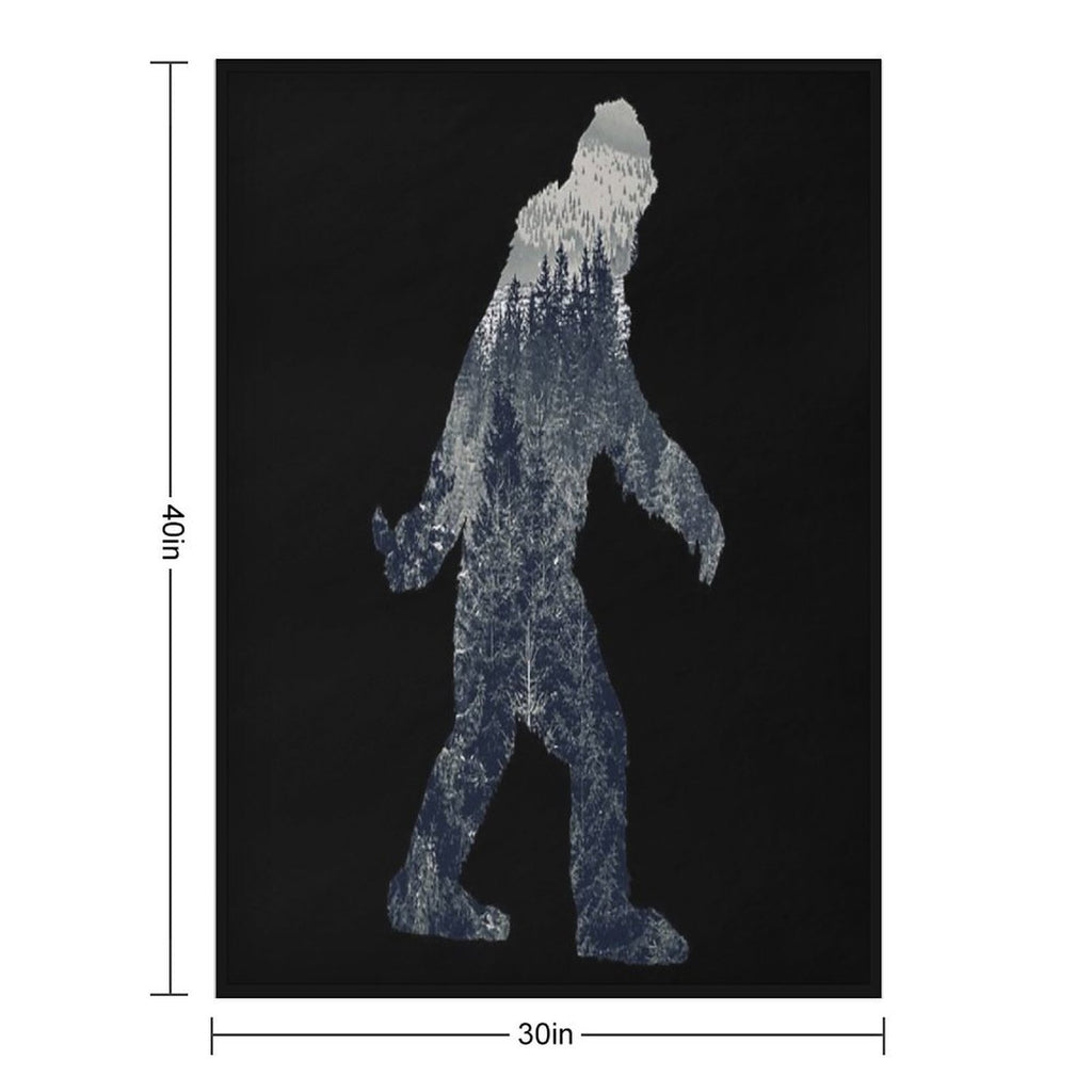 A Sasquatch Silhouette in The North Velvety-soft Throw Blanket