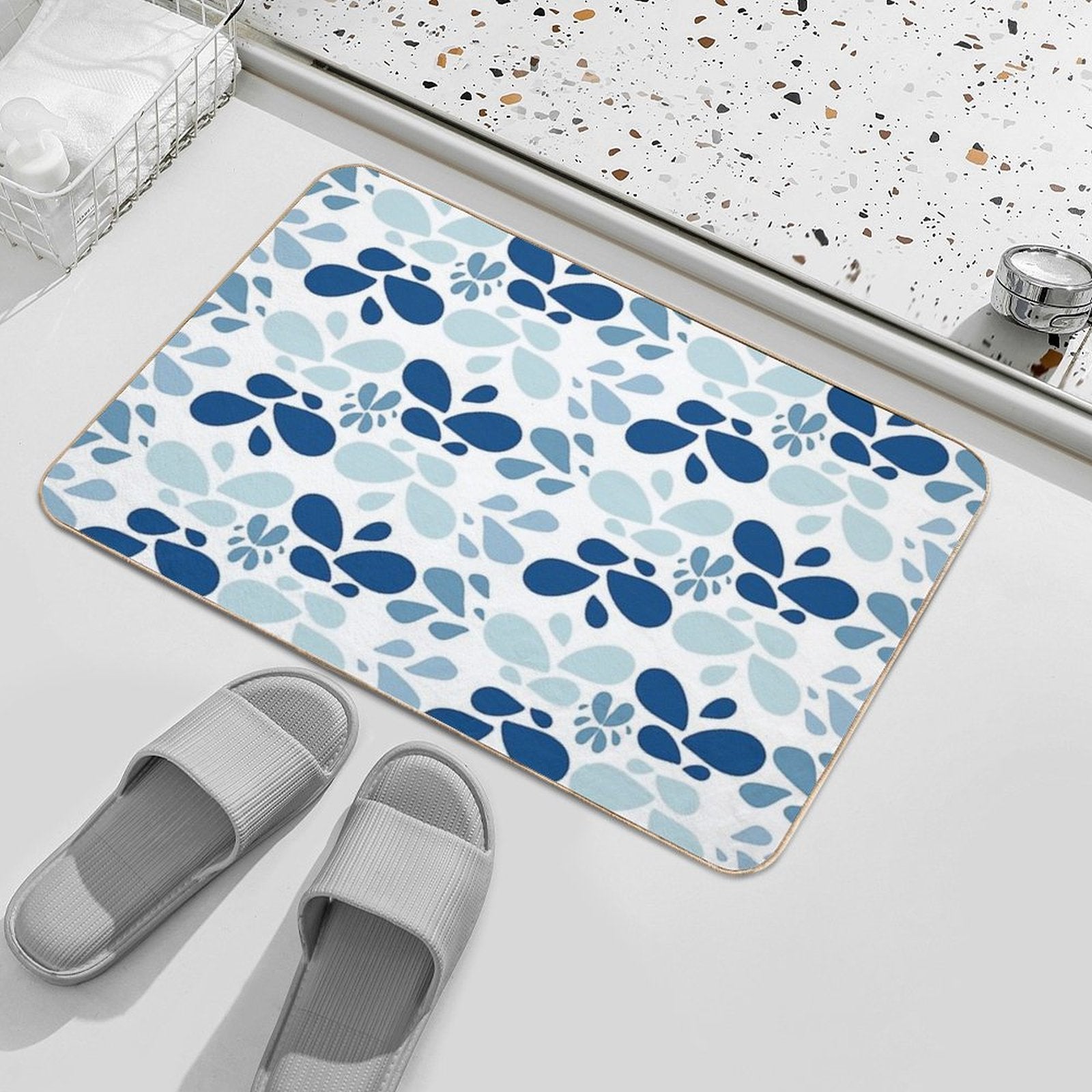 Abstract Blue  Repositionable Bath Mat