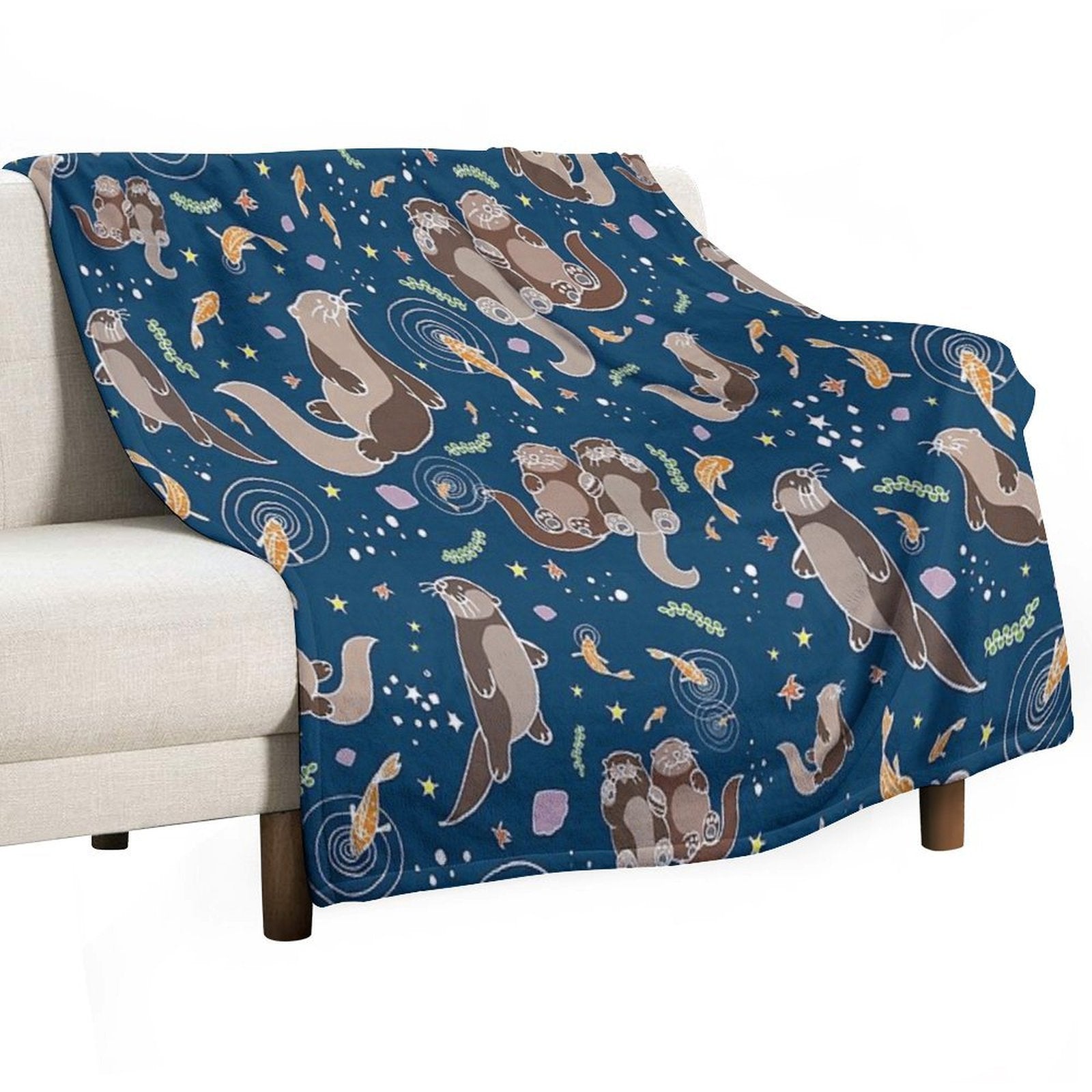 Sea Otters at Night Compact Throw Blanket