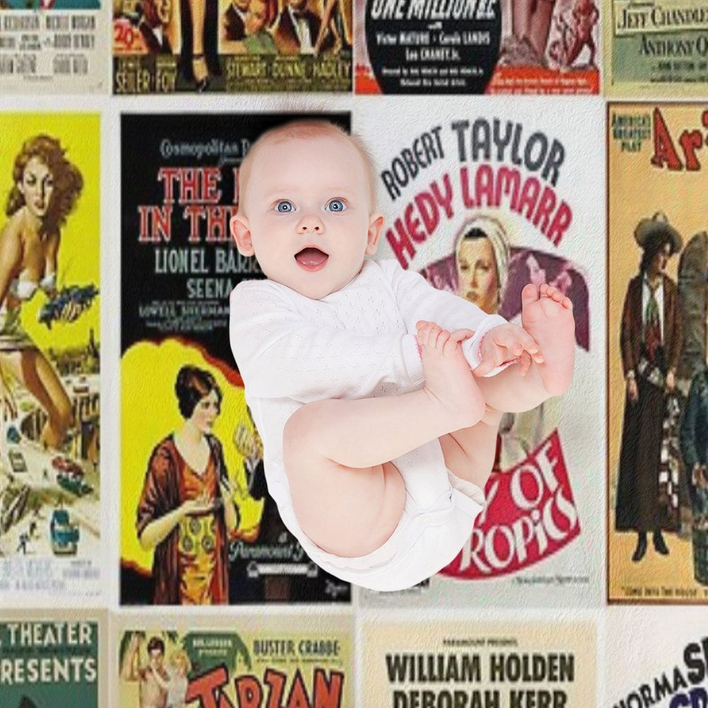 Old Movies Poster Machine-washable Throw Blanket