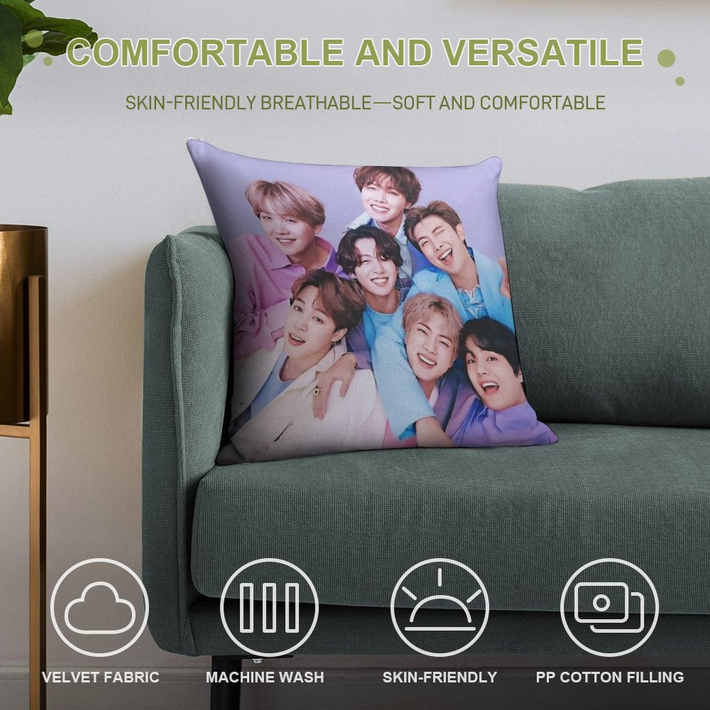 Vintage BTS Soft Ultra-Soft Texture Throw Pillow