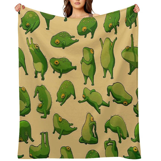 Yoga Frogs Poster With Text Anti-pilling Throw Blanket