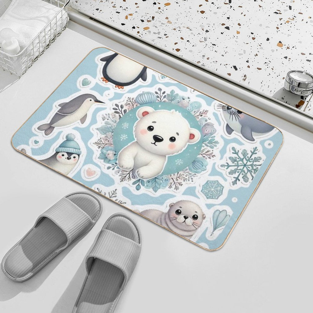 Ice Friends in Watercolor  Easy To Clean Bath Mat