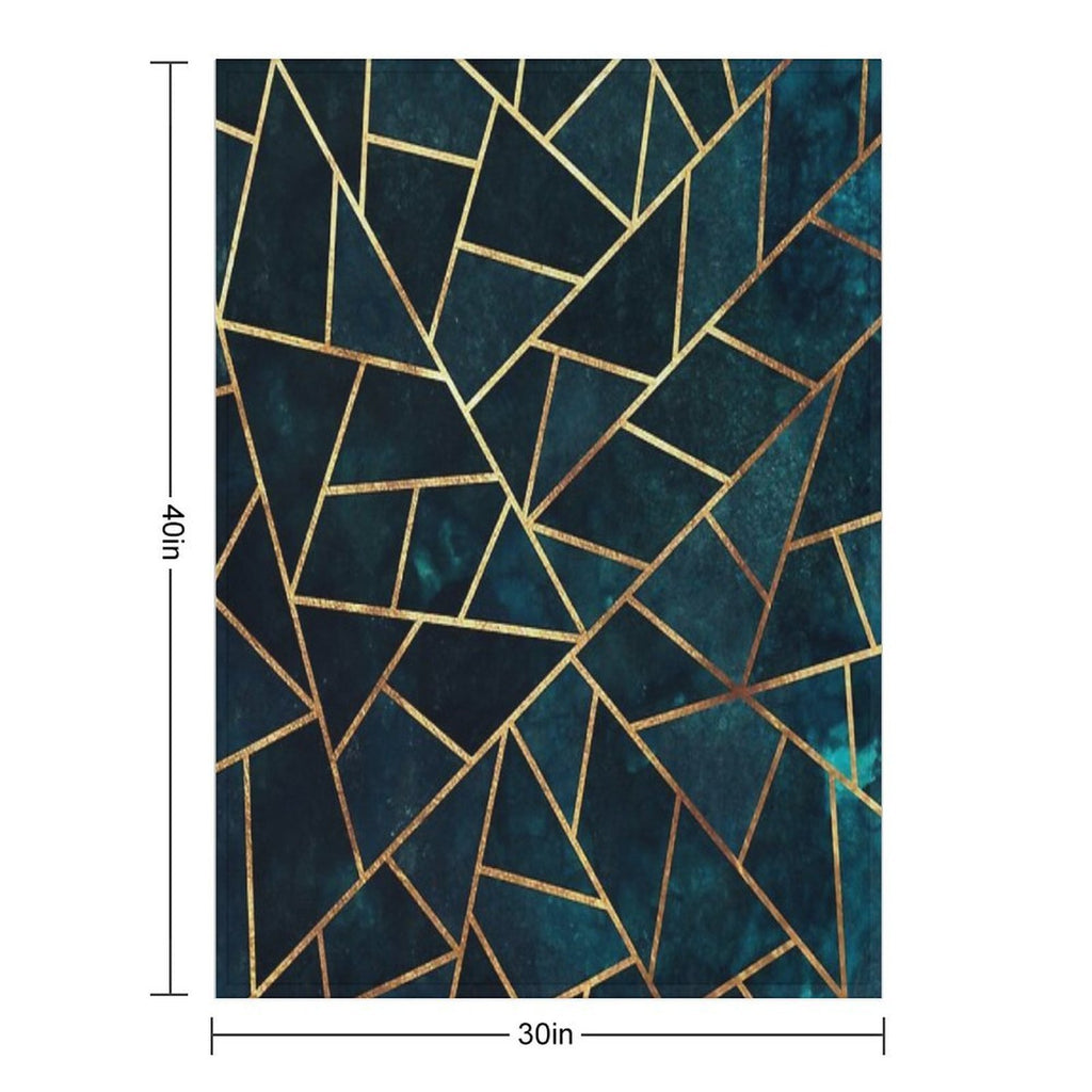 Deep Teal Geometric Anti-pilling Throw Blanket