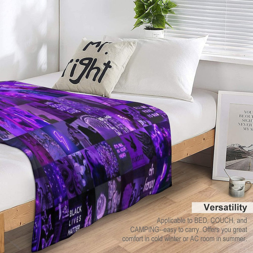 Purple Vibes Aesthetic Collage Comfort Throw Blanket