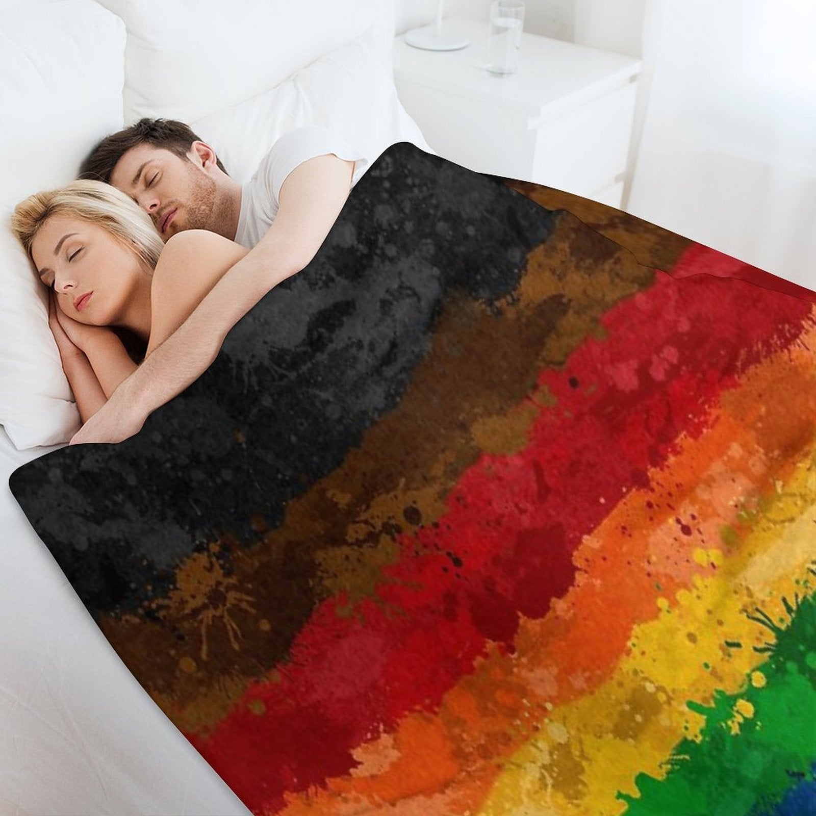 Abstract Paint Splatter Inclusive Rainbow Pride Flag Pattern Wrinkle-free Throw Blanket