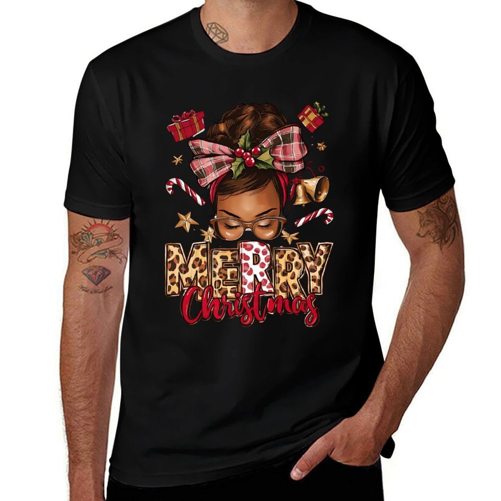 African American Merry Christmas African Black Women Girls  Classic T-Shirt