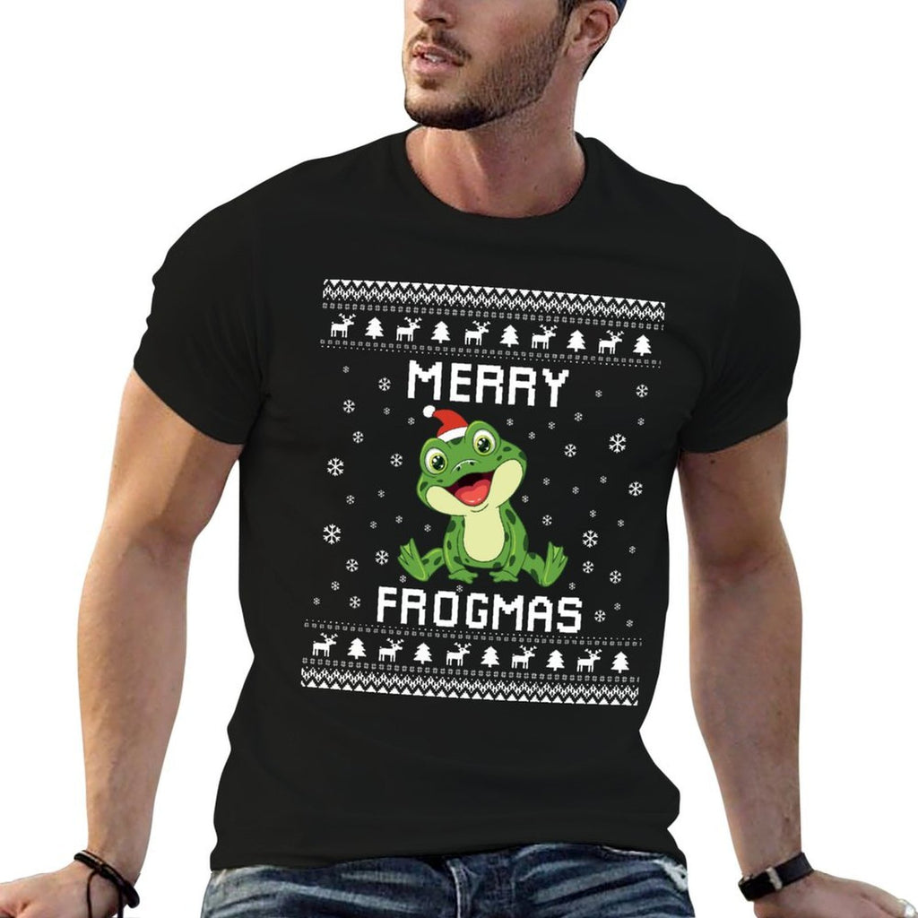 Frog Ugly Christmas Sweater Frog Lover Holiday Present  Oversized Silhouette T-Shirt