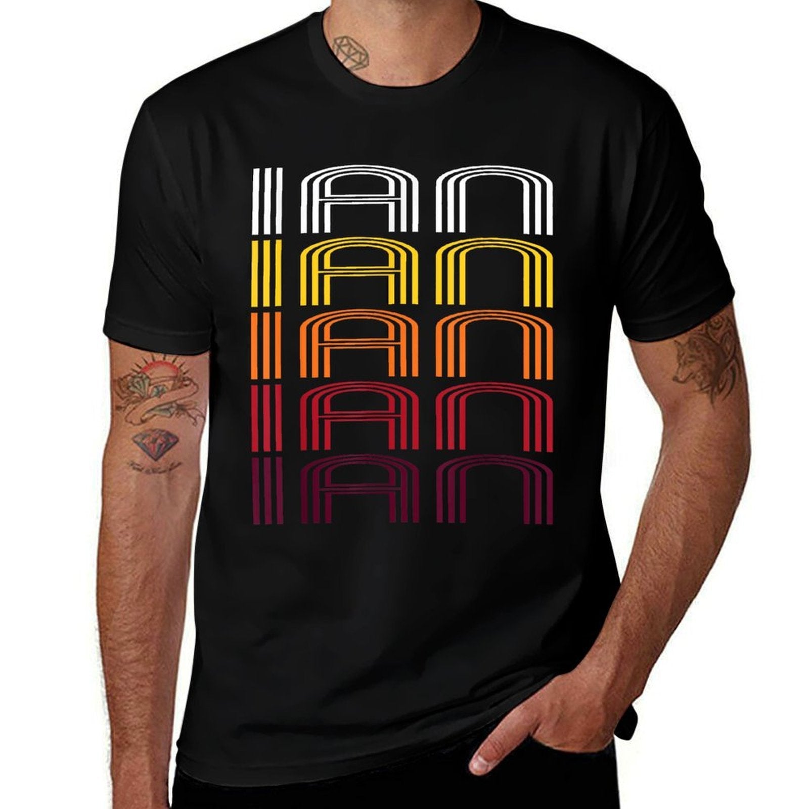 Ian Retro Wordmark Pattern - Vintage Style T-shirt  Summer-ready Fabric T-Shirt