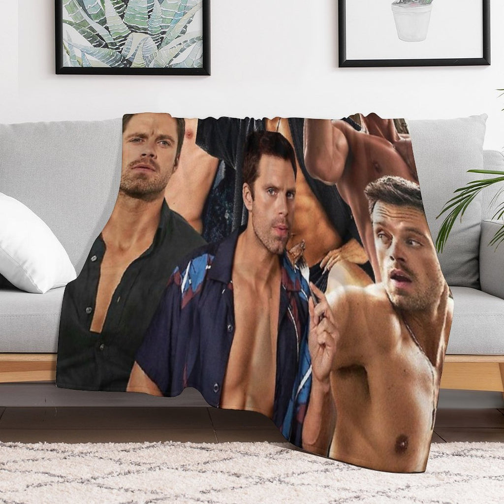 Sebastian Stan Collage Travel-friendly Throw Blanket