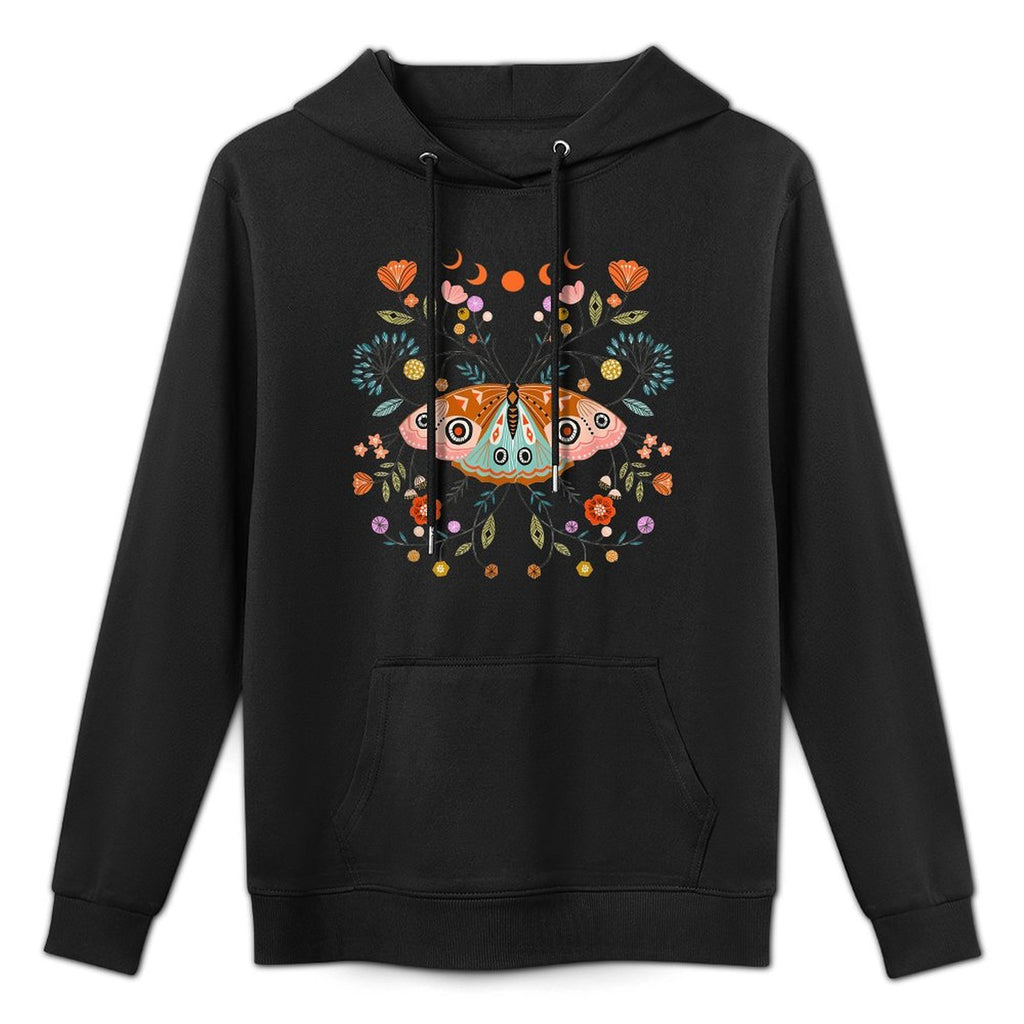 Mystical Butterfly Scandinavian Folk Art Botanical Breathable Fabric Hoodie