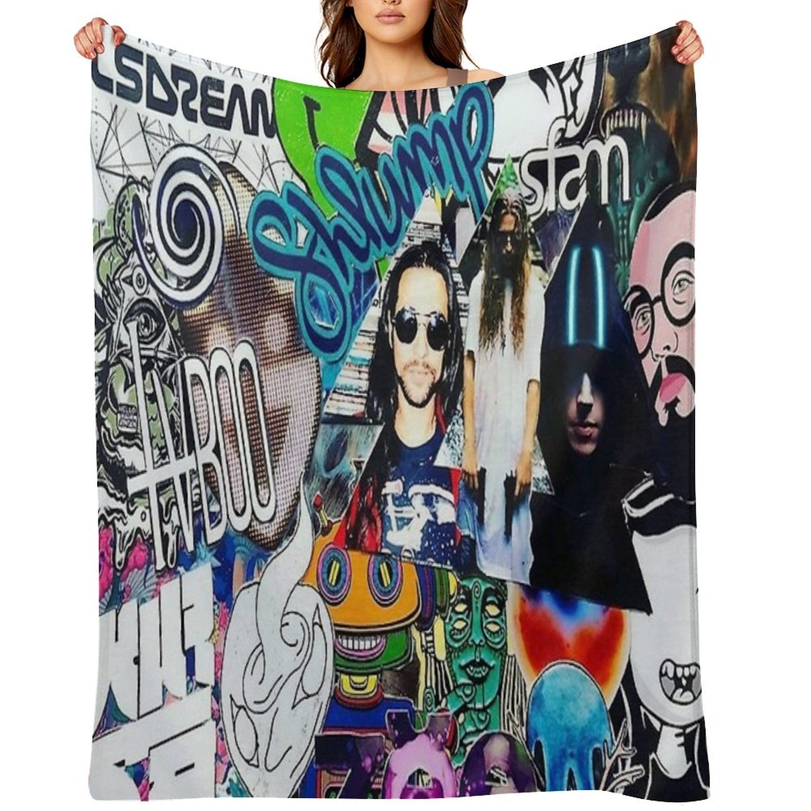 Wakaan Collage Art Plush Throw Blanket