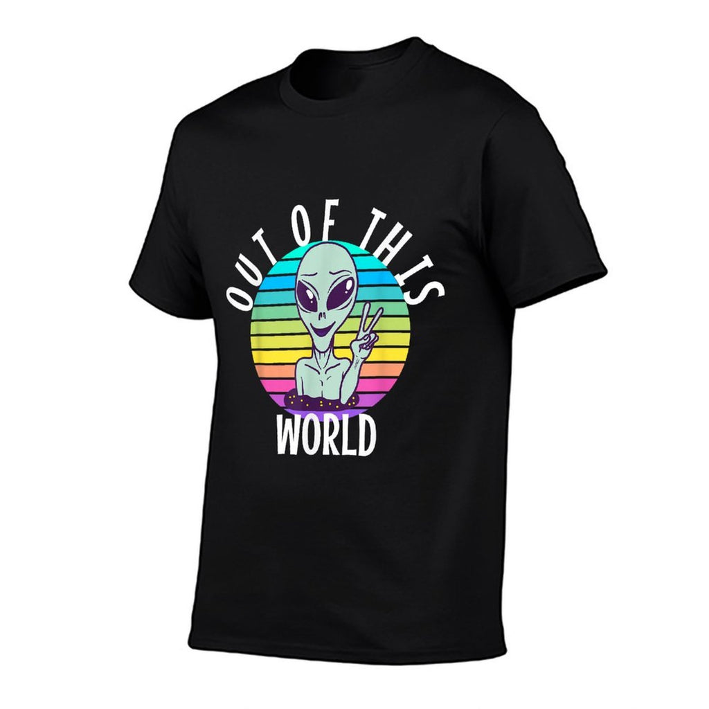 Funny Alien And UFO Space Apparel Out of This World - Unisex-Adults, Unisex-Kids - Black - - Alien-Themed - Cotton, Polyester -  Fade-proof Color T-Shirt