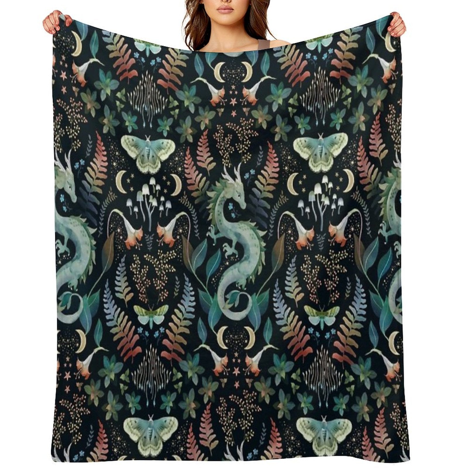 Mystic Woodland Dragon Autumn Wrinkle-free Throw Blanket