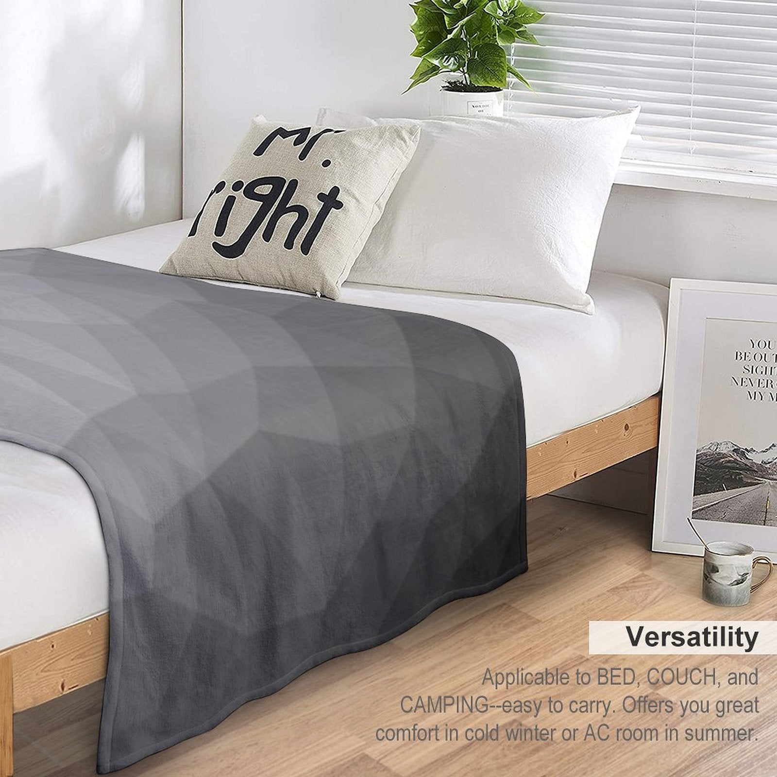 Gray Gradient Geometric Mesh Pattern Grey Elegant Design Sustainable Throw Blanket