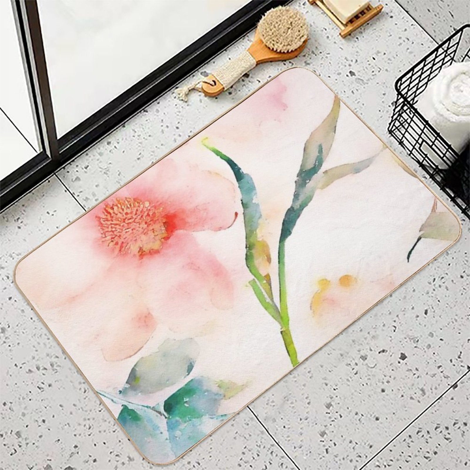 Vintage Floral Painting #1  Pet-Safe Bath Mat