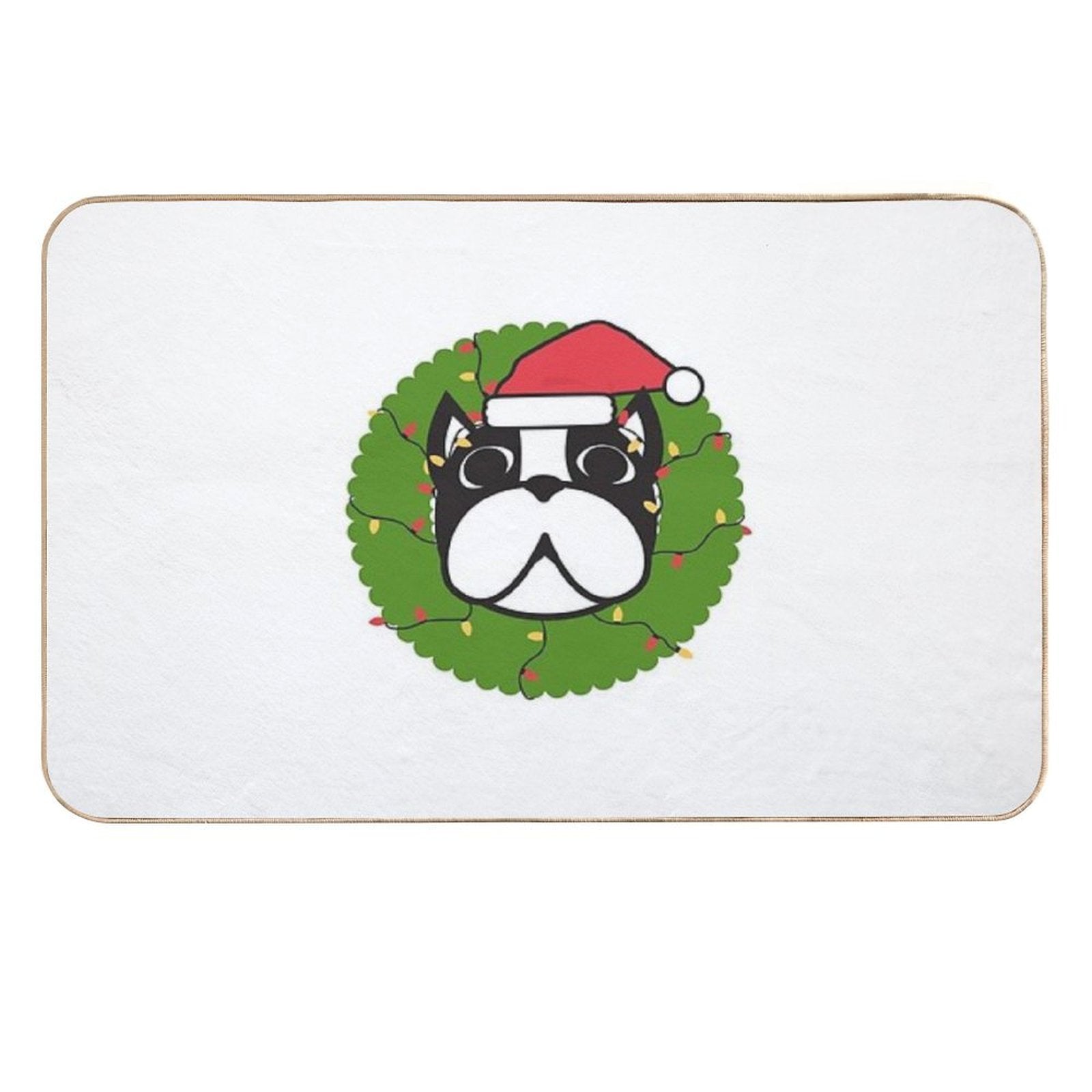 Cute Boston Terrier Merry Christmas Tree Funny Hello Winter Essential T-Shirt  Rapid-Drying Bath Mat