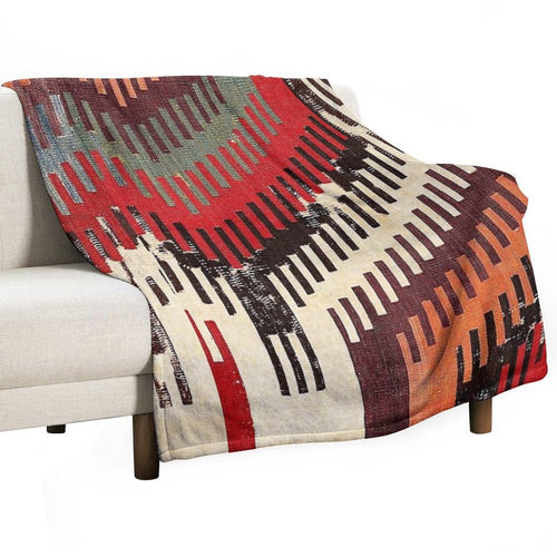 Afyon Central Anatolian Kilim Fragment Print Quick-dry Throw Blanket
