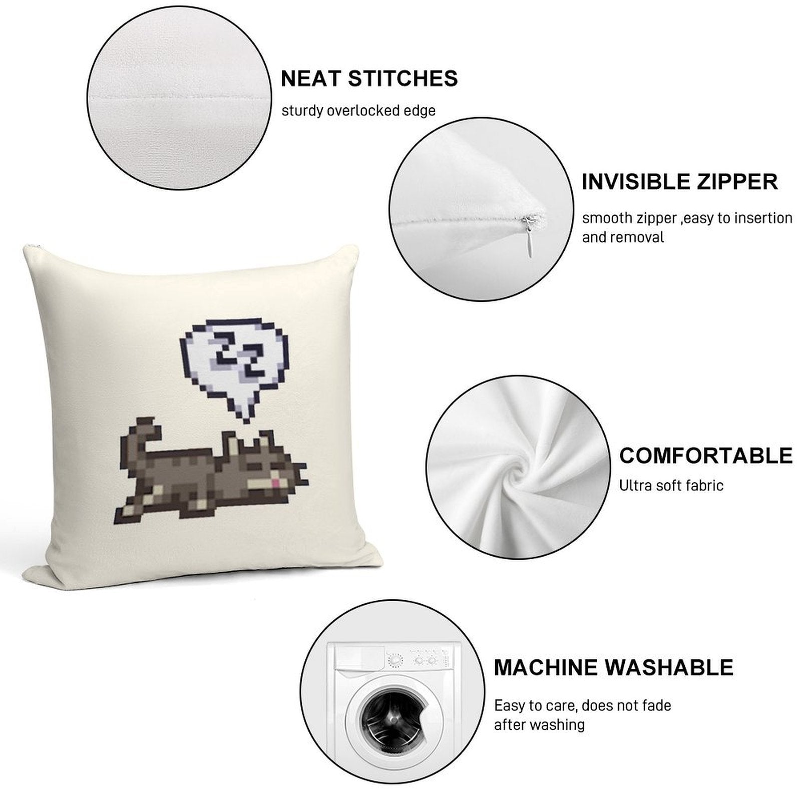 Stardew Valley Sleeping Cat Sploot Soft High-Density Material Throw Pillow