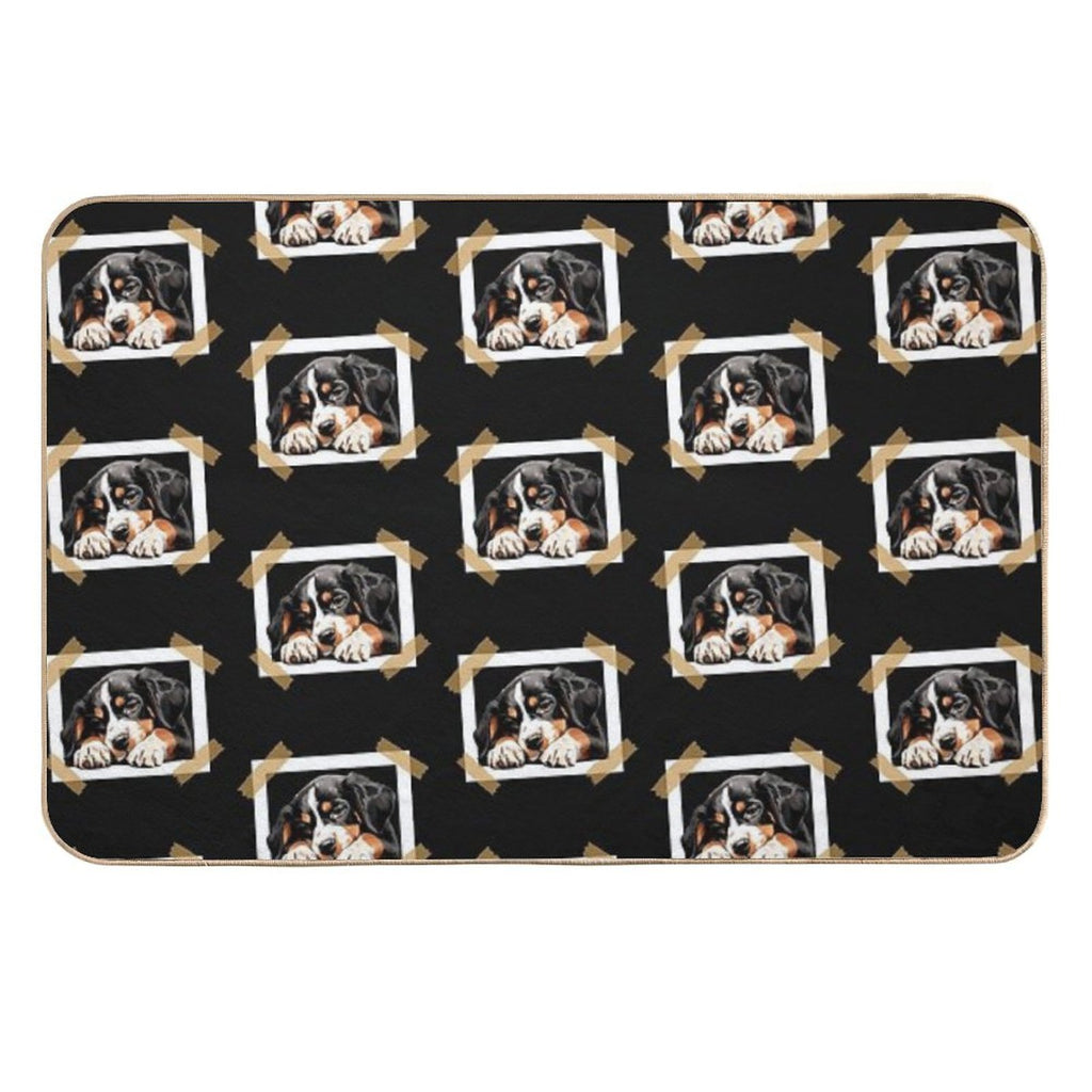 Entlebucher Mountain Puppy Sleeping  Slip-Resistant Bath Mat