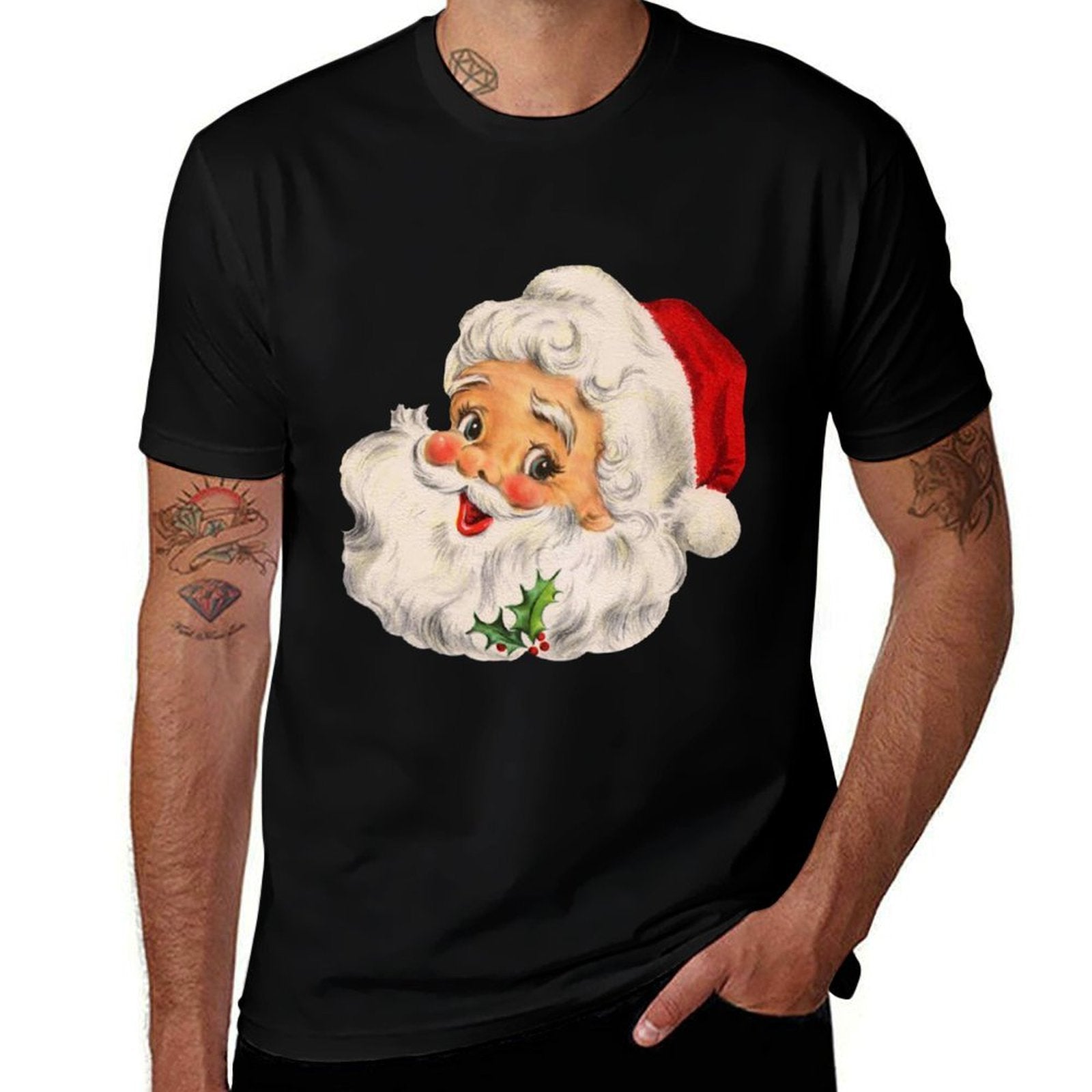 Cool Vintage Christmas Santa Claus Face  Moisture-wicking T-Shirt