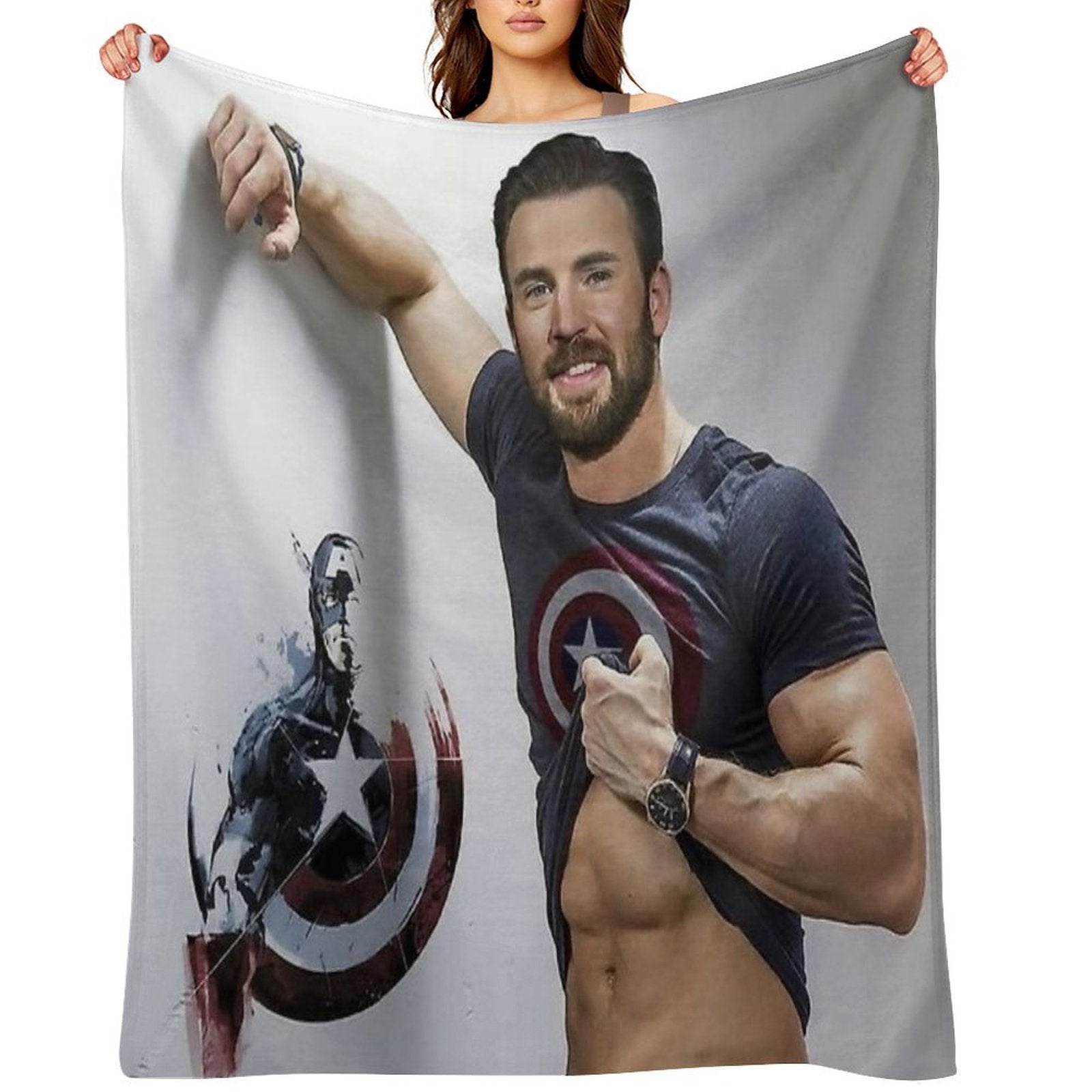 Chris Evans Wallpaper Travel-friendly Throw Blanket