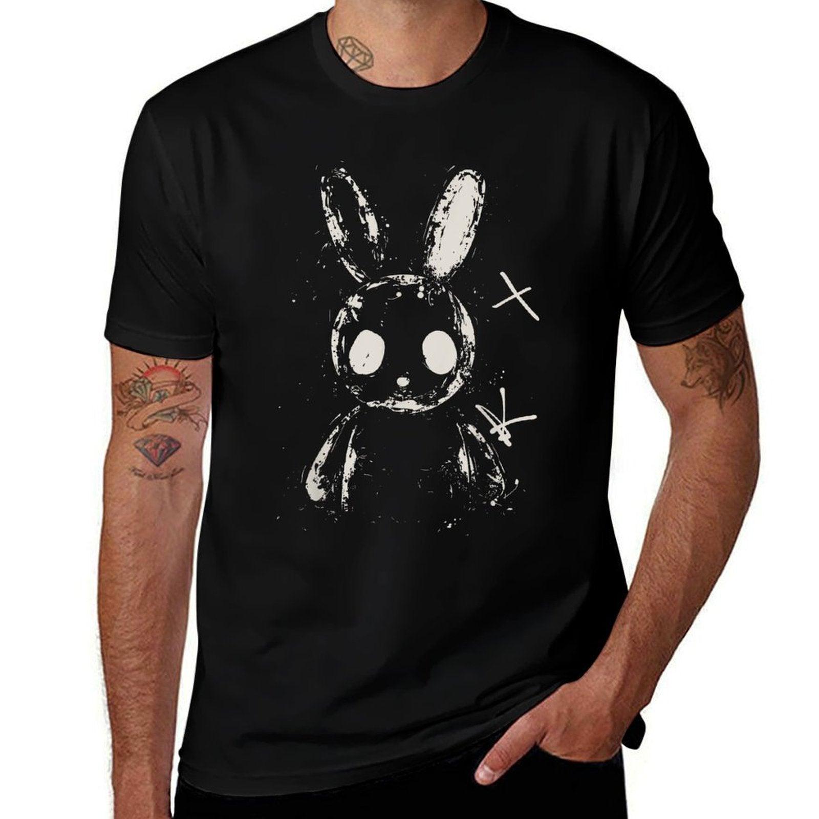 Creepy Cute Bunny Rabbit Alt Goth Grunge Horror Aesthetic, Small  Tagless Design T-Shirt