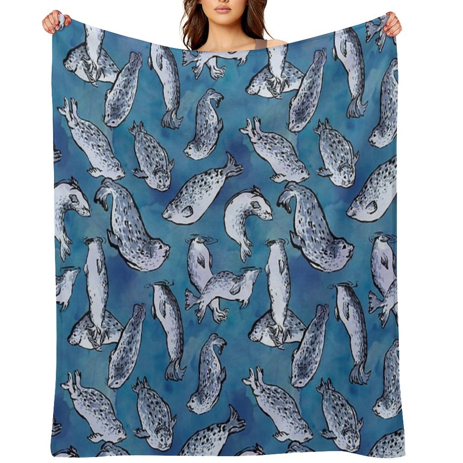 Harbor Seal Pattern Comfort Throw Blanket