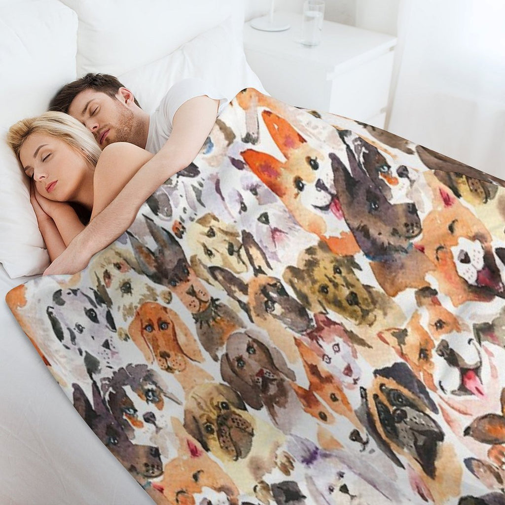 Cute Watercolor Dogs Lightweight Throw Blanket