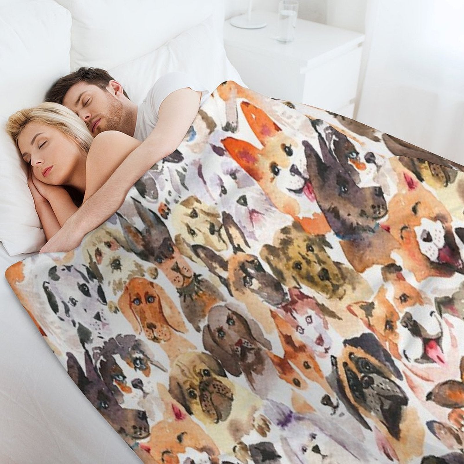 Cute Watercolor Dogs Lightweight Throw Blanket